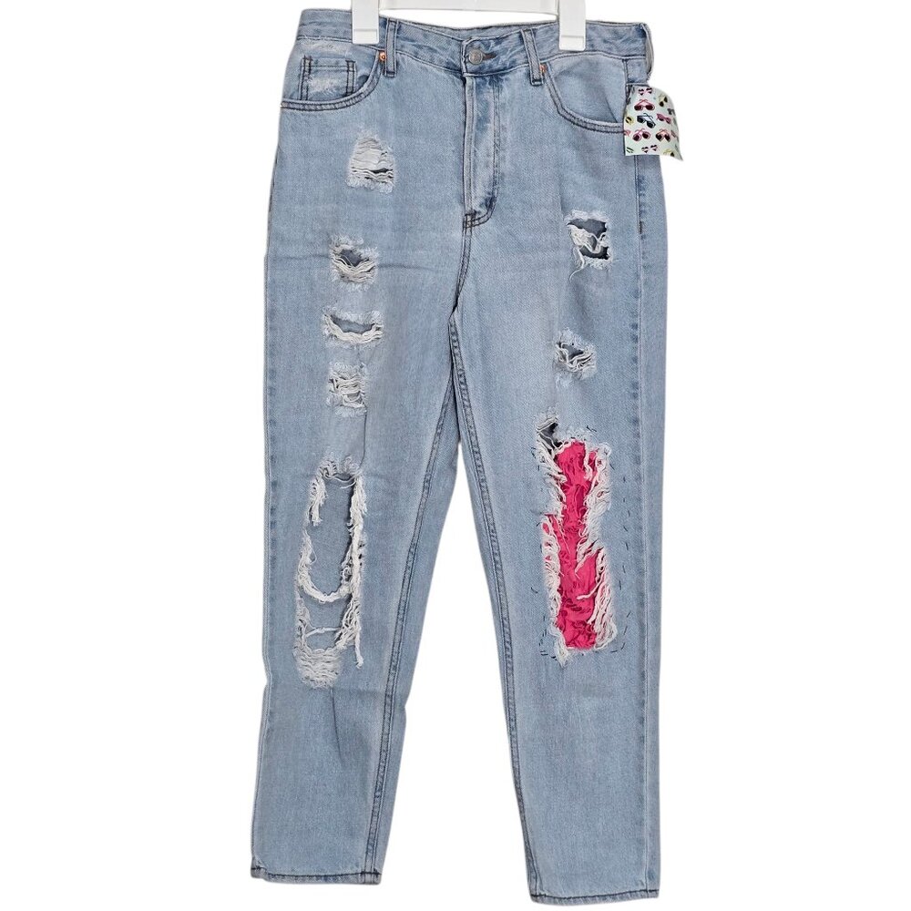 S.O.N.G. Classic Mom Jean 100% Cotton Upcycled Distressed Jeans Pants Size 7/28